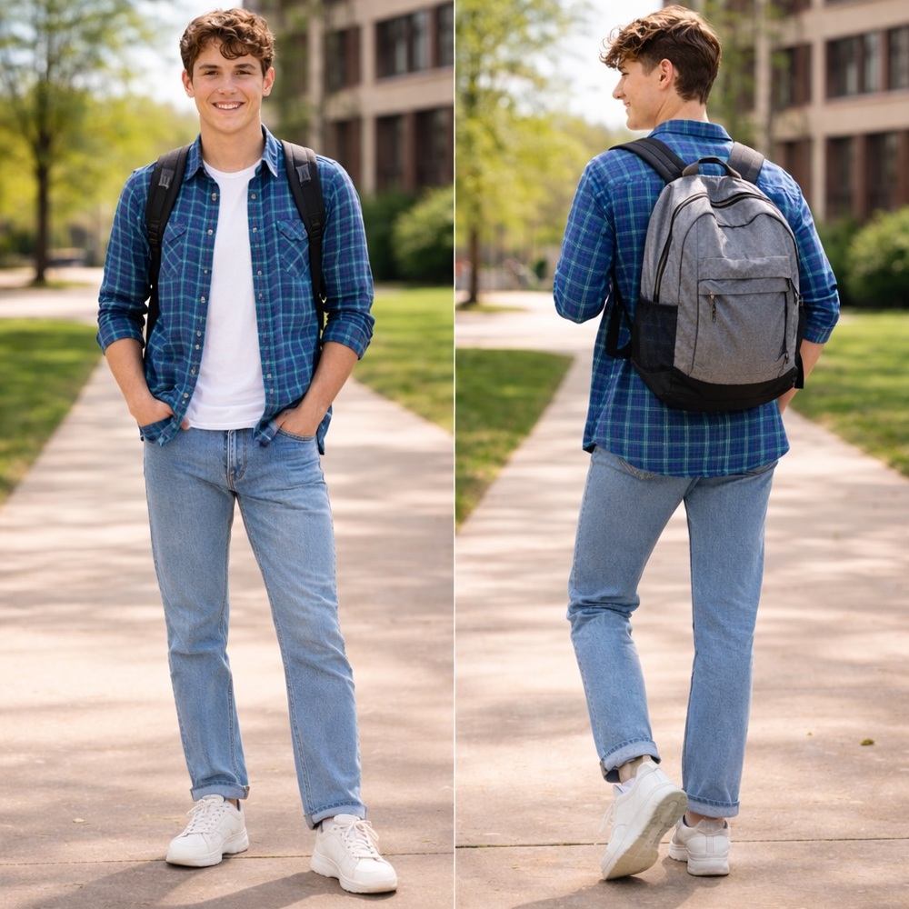 GAP Men's Long Sleeve Plaid Shirt in Blue and Green Slim fit Size US S